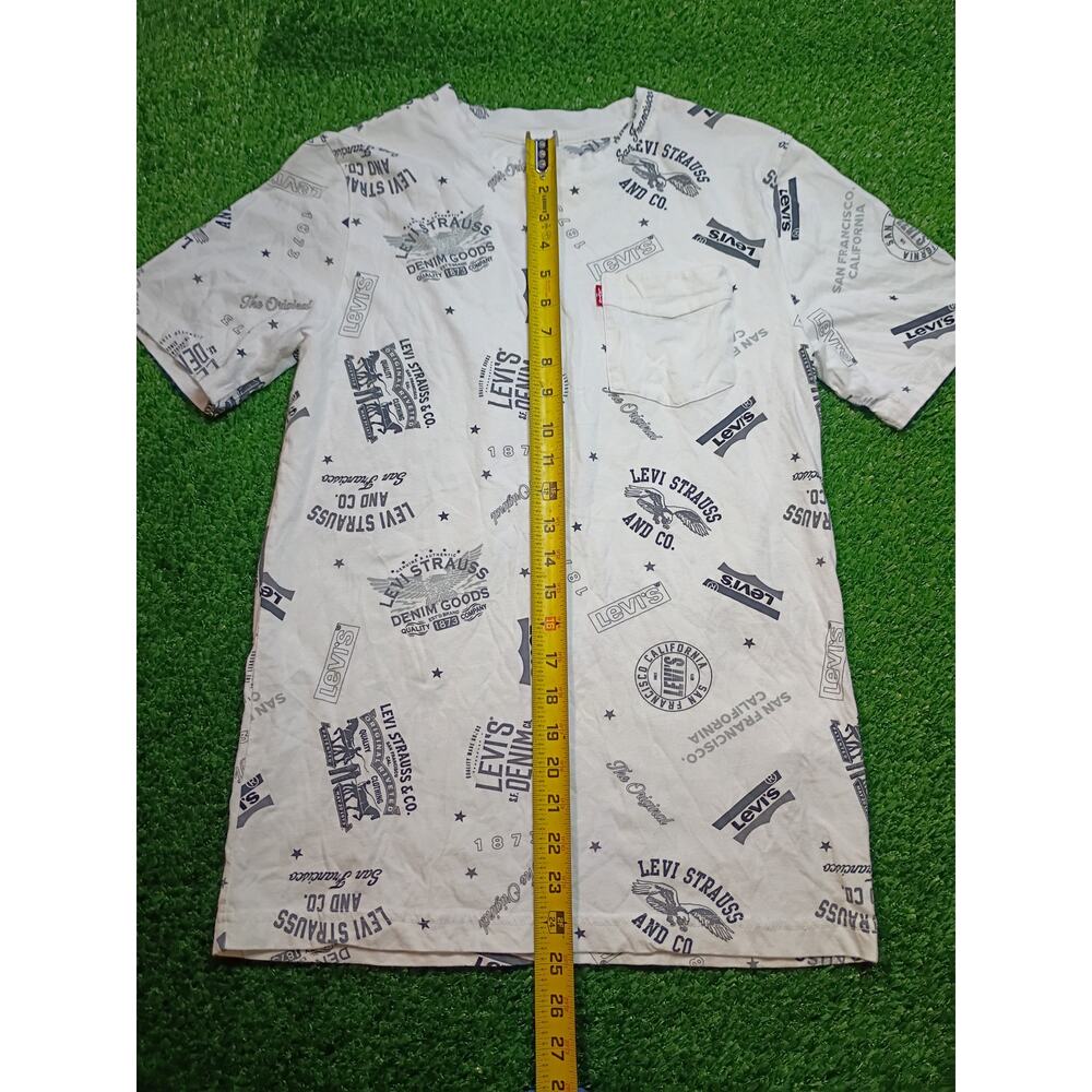 Levi's White Youth T-Shirt with All-Over Logo Print XL - Picture 3 of 6